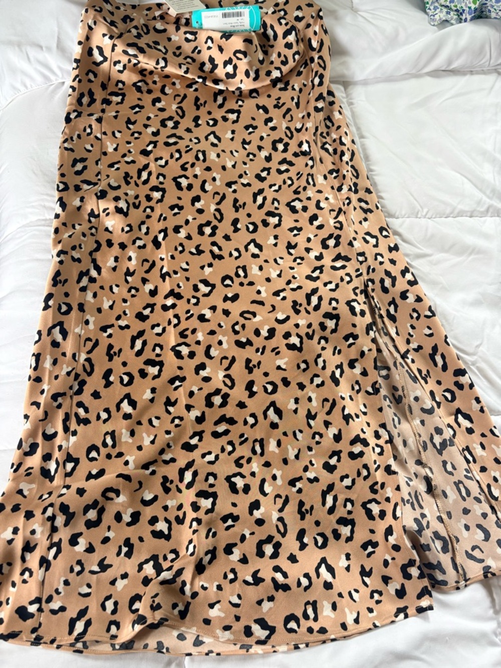 Skies Are Blue Leopard Print Midi Skirt in Beige, Black, Cream